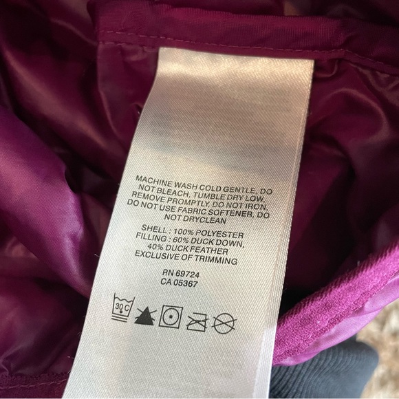 Columbia Girls Plum Purple Puffer Jacket Size 14/16 Zip Up Hooded Duck Down Coat - Picture 4 of 6